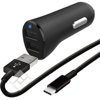 USB-lader of autolader voor smartphone / tablet  CAR CHAR 2X USBA+USBC CBL