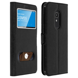 AVIZAR Housse Alcatel 1X Etui Clapet 2x Fenêtre Coque Silicone Gel - Noir AVIZAR Housse Alcatel 1X Etui Clapet 2x Fenêtre Coque Silicone Gel - Noir