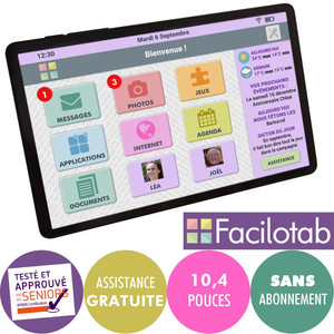 FACILOTAB Tablette simplifiée Facilotab L Galaxy - WiFi/4G - 32 Go - Android 10 - Marque SAMSUNG - Interface seniors FACILOTAB Tablette simplifiée Facilotab L Galaxy - WiFi/4G - 32 Go - Android 10 - Marque SAMSUNG - Interface seniors