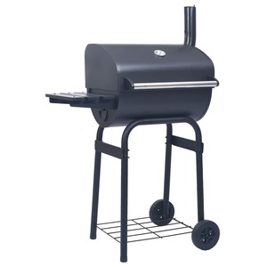 VIDAXL Gril barbecue au charbon avec étagère inférieure Noir VIDAXL Gril barbecue au charbon avec étagère inférieure Noir
