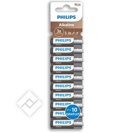 PHILIPS ALKALINE AA LR06 10+10 PHILIPS ALKALINE AA LR06 10+10