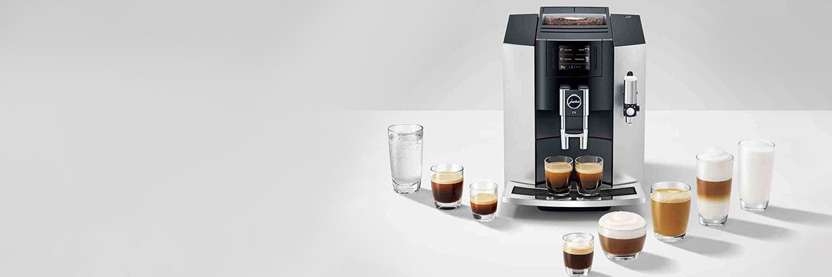 Machine à café Jura avec les différents café possibles 