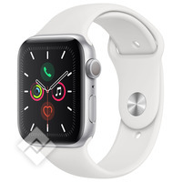 APPLE WATCH SERIES 5 GPS, 44MM SILVER ALUMINIUM CASE WITH WHITE SPORT BAND - S/M & M/L