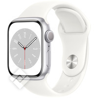 APPLE  WATCH SERIES 8 GPS 41MM SILVER ALUMINIUM CASE WITH WHITE SPORT BAND - REGULAR