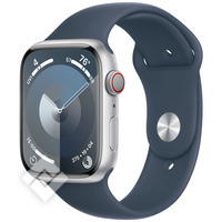 APPLE  WATCH SERIES 9 GPS + CELLULAR 45MM SILVER ALUMINIUM CASE WITH STORM BLUE SPORT BAND - M/L