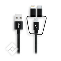 USB-kabel voor smartphone of tablet MULTICABLE BLACK