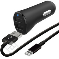 USB-lader of autolader voor smartphone / tablet  CAR CHARG 2X USBA+LGT CBL