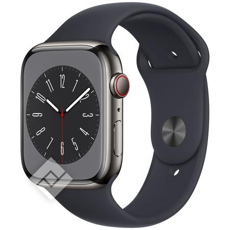 APPLE  Watch Series 8 GPS + Cellular 45mm Graphite Stainless Steel Case with Midnight Sport Band - Regular
