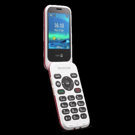 DORO 6880 - Eenvoudige 4G Klaptelefoon met HD Voice en extern scherm Rood-Wit
