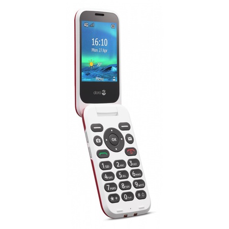 DORO 6820 - Eenvoudige 4G Klaptelefoon met HD Voice Rood-Wit