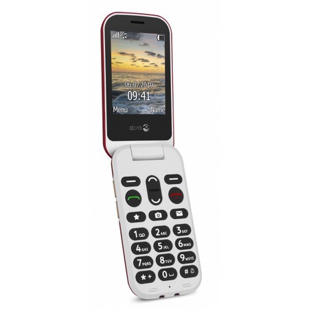 DORO 6060 - Eenvoudige 2G Klaptelefoon met GPS positionering en extern display Rood-Wit
