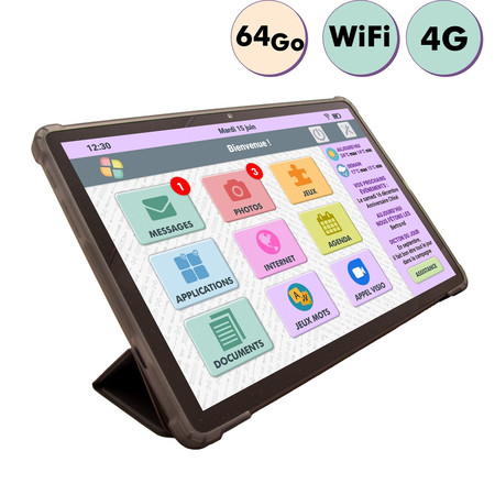 FACILOTAB Tablette Tactile Senior Facilotab L Rubis - 10,1 64 Go Noir WiFi 4G