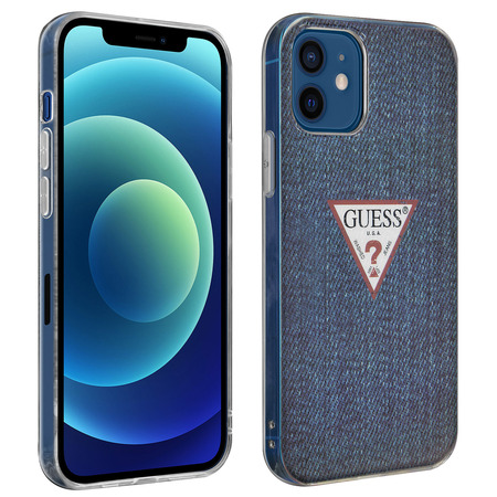 GUESS Coque iPhone 12 Mini Effet Denim Guess Jeans Series Guess Bleu Fonc