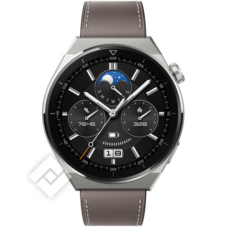 HUAWEI WATCH GT 3 PRO - TITANIUM CASE - GRAY LEATHER STRAP
