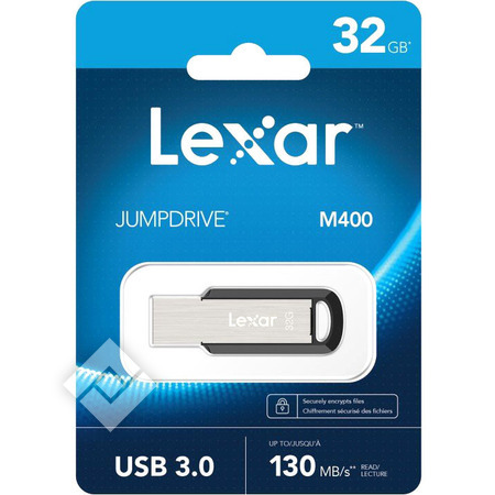 Clé USB 3.0 Lexar JumpDrive M400 - 32Go (Gris) à prix bas