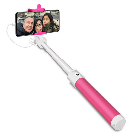 LINQ Perche selfie Filaire Connecteur USB-C Bouton déclencheur Extensible LinQ - Rose