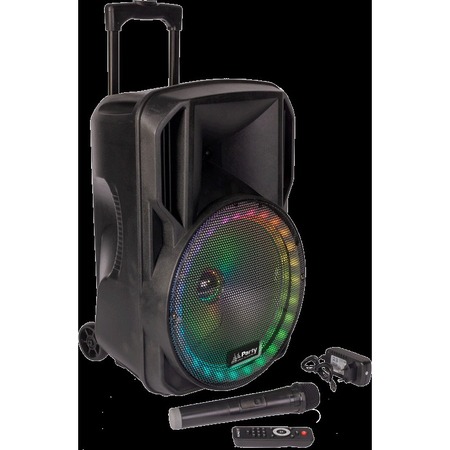 PARTY DRAAGBARE LUIDSPREKER 38cm - 800W MET USB, BLUETOOTH, FM en VHF MICROFOON  (PARTY-15RGB)