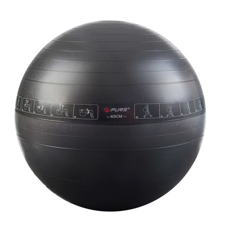 PURE2IMPROVE Ballon d'exercice 65 cm Noir