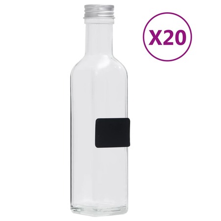 VIDAXL Bouteilles en verre avec bouchon  vis 20 pcs Carr 250 ml