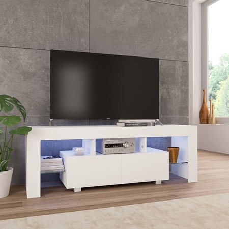 radioactiviteit Ziektecijfers zakdoek VidaXL Tv-meubel met LED-verlichting 130x35x45 cm hoogglans wit | Vanden  Borre