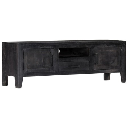 Tv-meubel 118x30x40 cm massief mangohout zwart | Vanden Borre